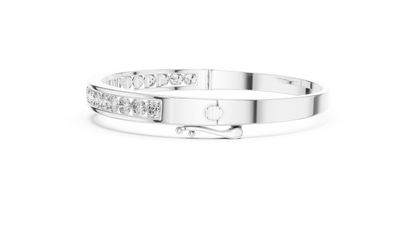 3.47CTW Round Diamond Channel Hinged Bangle - Yellow Gold