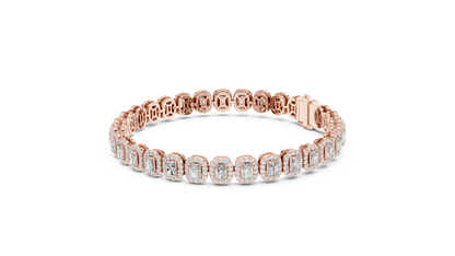 7.04CTW Radiant Cut Diamond Halo Bracelet - Yellow Gold