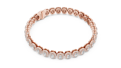 7.04CTW Radiant Cut Diamond Halo Bracelet - Yellow Gold