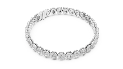 7.04CTW Radiant Cut Diamond Halo Bracelet - Yellow Gold