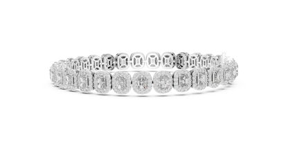 7.04CTW Radiant Cut Diamond Halo Bracelet - Yellow Gold