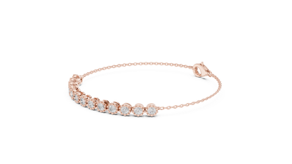 1.43CTW Round Diamond Vintage Milgrain Chain Bracelet | Solid Gold
