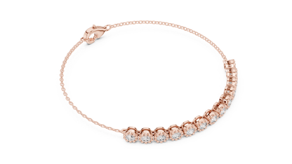1.43CTW Round Diamond Vintage Milgrain Chain Bracelet | Solid Gold