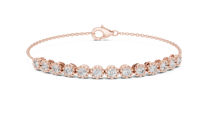 1.43CTW Round Diamond Vintage Milgrain Chain Bracelet | Solid Gold