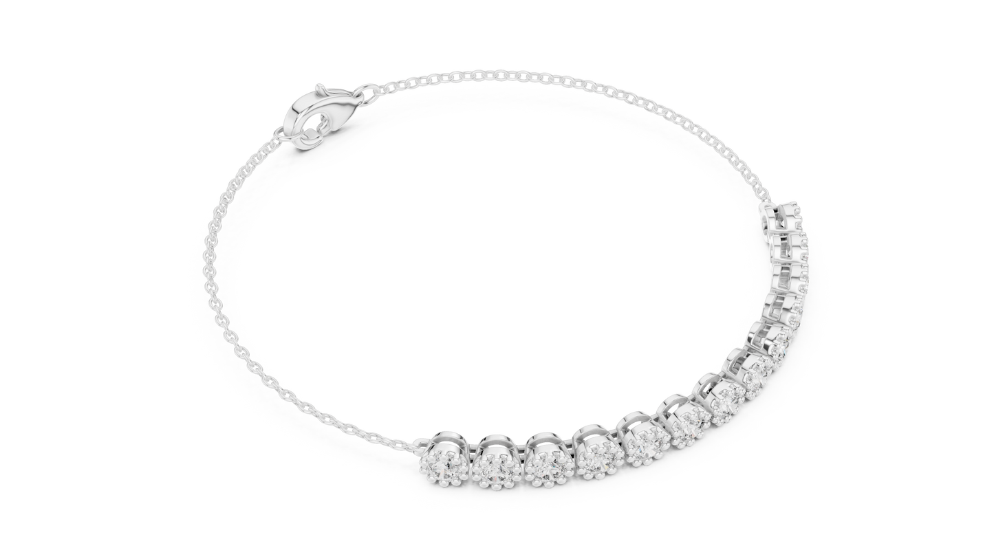 1.43CTW Round Diamond Vintage Milgrain Chain Bracelet | Solid Gold