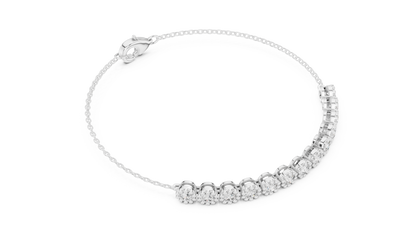 1.43CTW Round Diamond Vintage Milgrain Chain Bracelet | Solid Gold