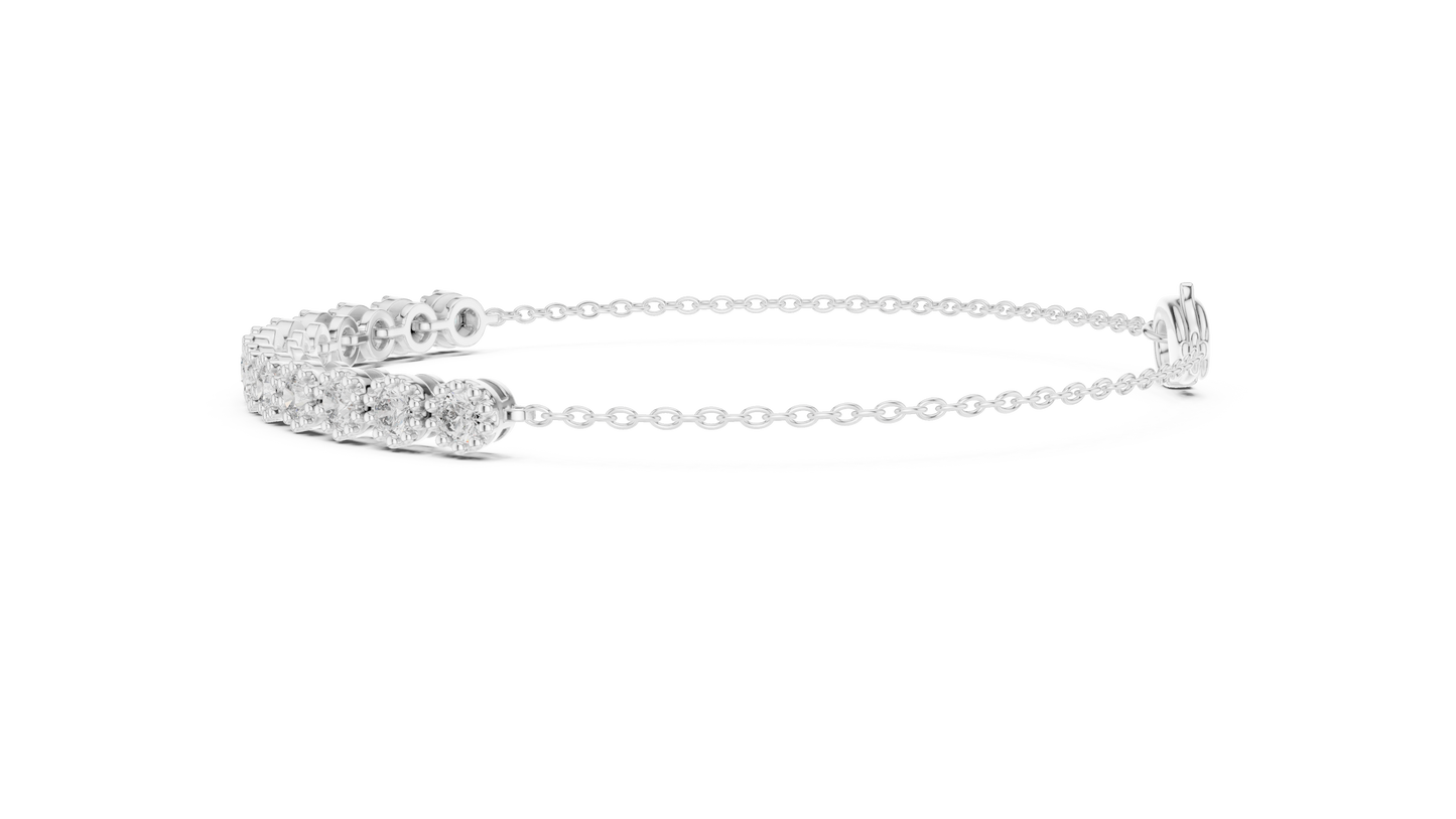 1.43CTW Round Diamond Vintage Milgrain Chain Bracelet | Solid Gold