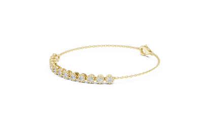 1.43CTW Round Diamond Vintage Milgrain Chain Bracelet | Solid Gold