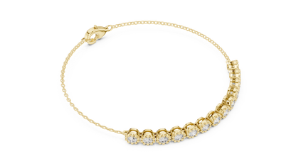 1.43CTW Round Diamond Vintage Milgrain Chain Bracelet | Solid Gold