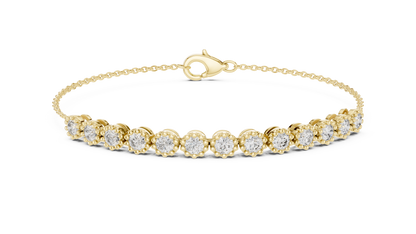 1.43CTW Round Diamond Vintage Milgrain Chain Bracelet | Solid Gold