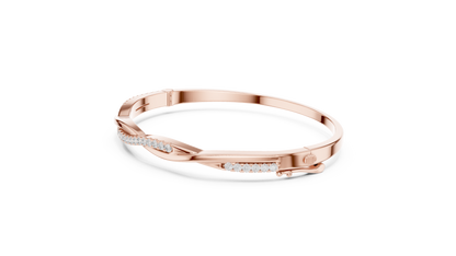 0.7CTW Twisted Wave Pavé Diamond Bangle in Yellow Gold