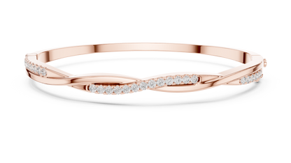 0.7CTW Twisted Wave Pavé Diamond Bangle in Yellow Gold