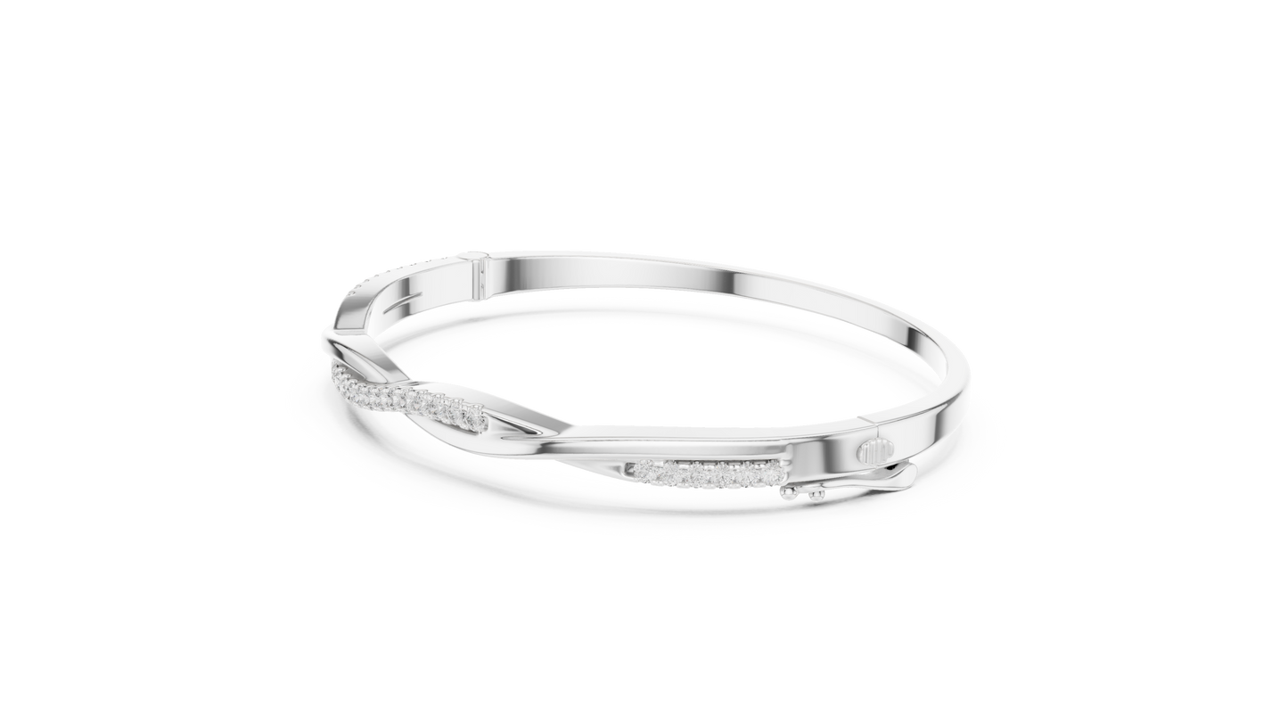 0.7CTW Twisted Wave Pavé Diamond Bangle in Yellow Gold