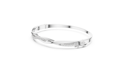 0.7CTW Twisted Wave Pavé Diamond Bangle in Yellow Gold
