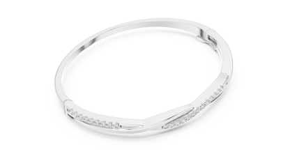 0.7CTW Twisted Wave Pavé Diamond Bangle in Yellow Gold