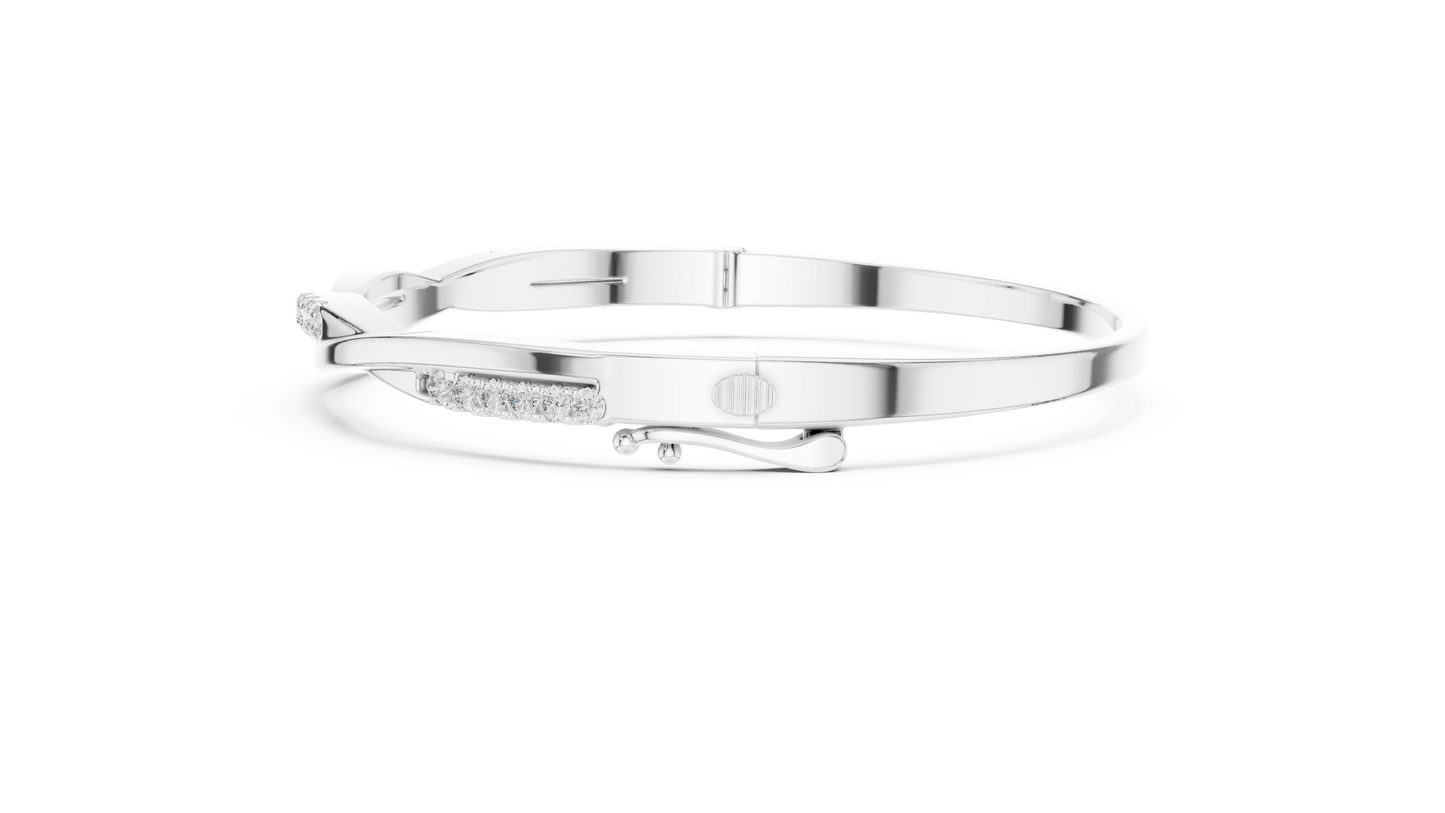 0.7CTW Twisted Wave Pavé Diamond Bangle in Yellow Gold
