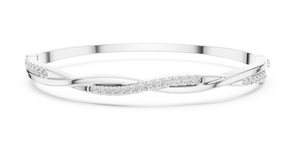 0.7CTW Twisted Wave Pavé Diamond Bangle in Yellow Gold