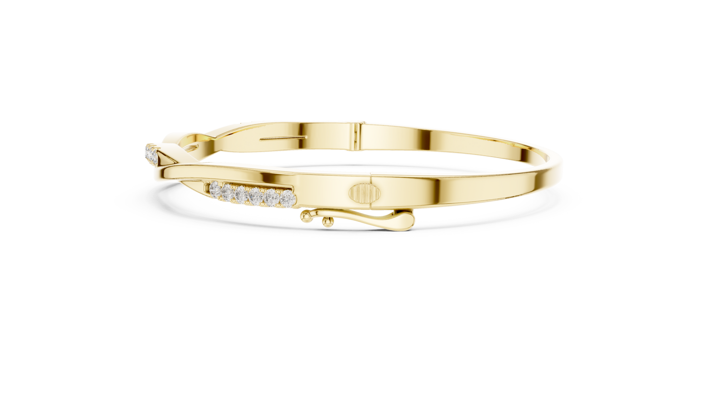 0.7CTW Twisted Wave Pavé Diamond Bangle in Yellow Gold