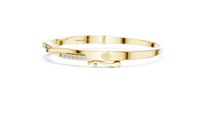0.7CTW Twisted Wave Pavé Diamond Bangle in Yellow Gold