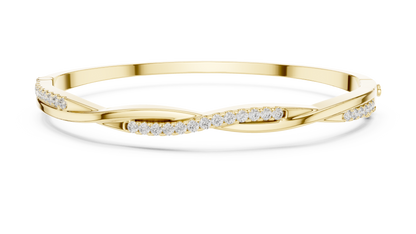 0.7CTW Twisted Wave Pavé Diamond Bangle in Yellow Gold