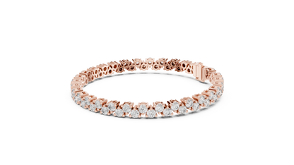 6.2CTW Two-Row Round Diamond Zigzag Tennis Bracelet | Yellow Gold