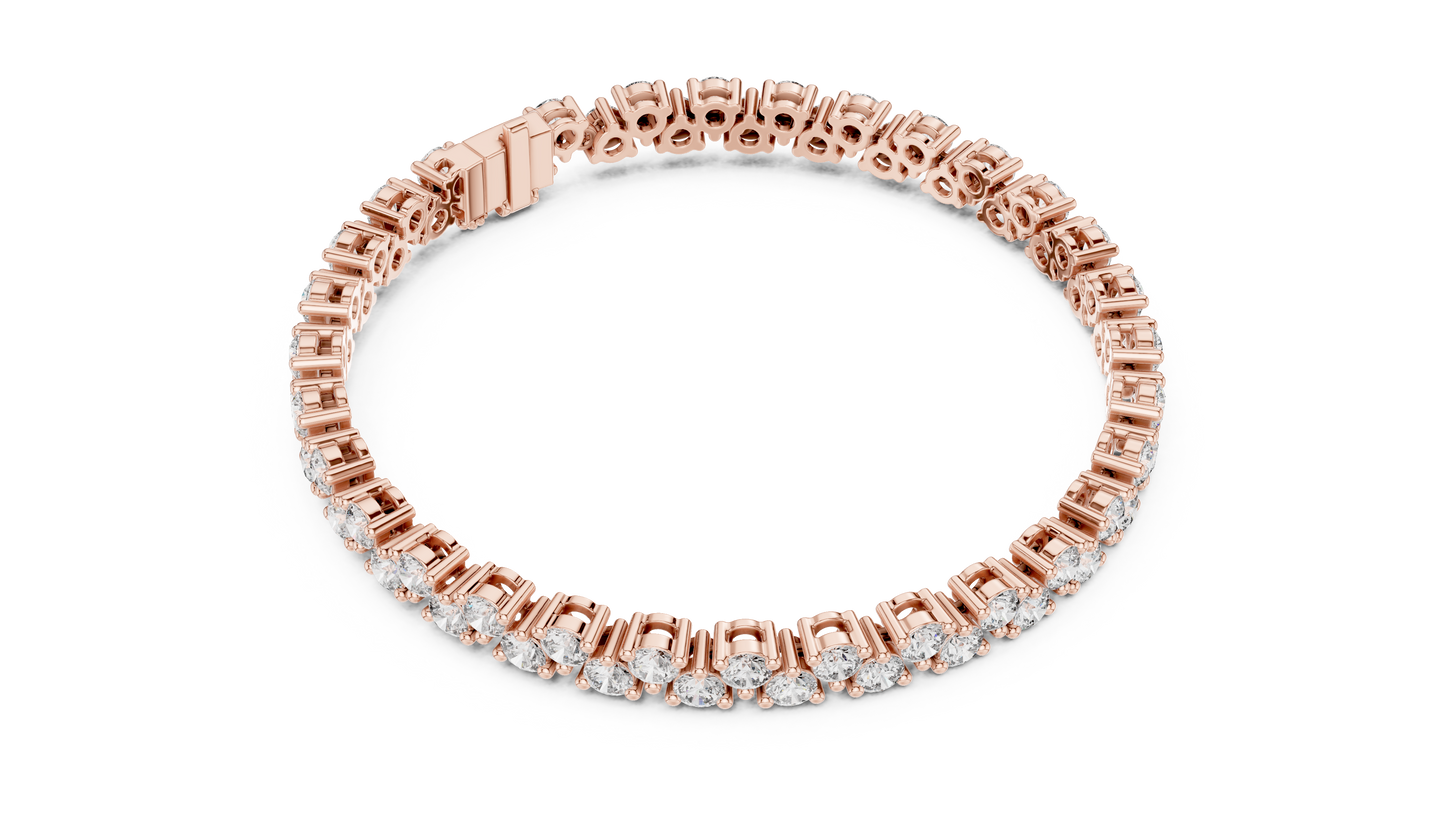 6.2CTW Two-Row Round Diamond Zigzag Tennis Bracelet | Yellow Gold