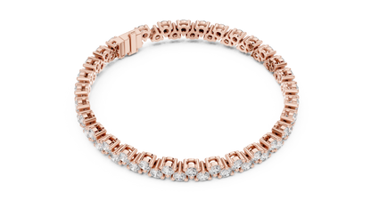 6.2CTW Two-Row Round Diamond Zigzag Tennis Bracelet | Yellow Gold