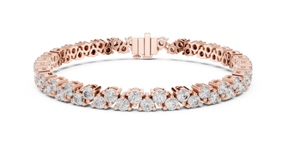 6.2CTW Two-Row Round Diamond Zigzag Tennis Bracelet | Yellow Gold