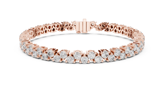 6.2CTW Two-Row Round Diamond Zigzag Tennis Bracelet | Yellow Gold