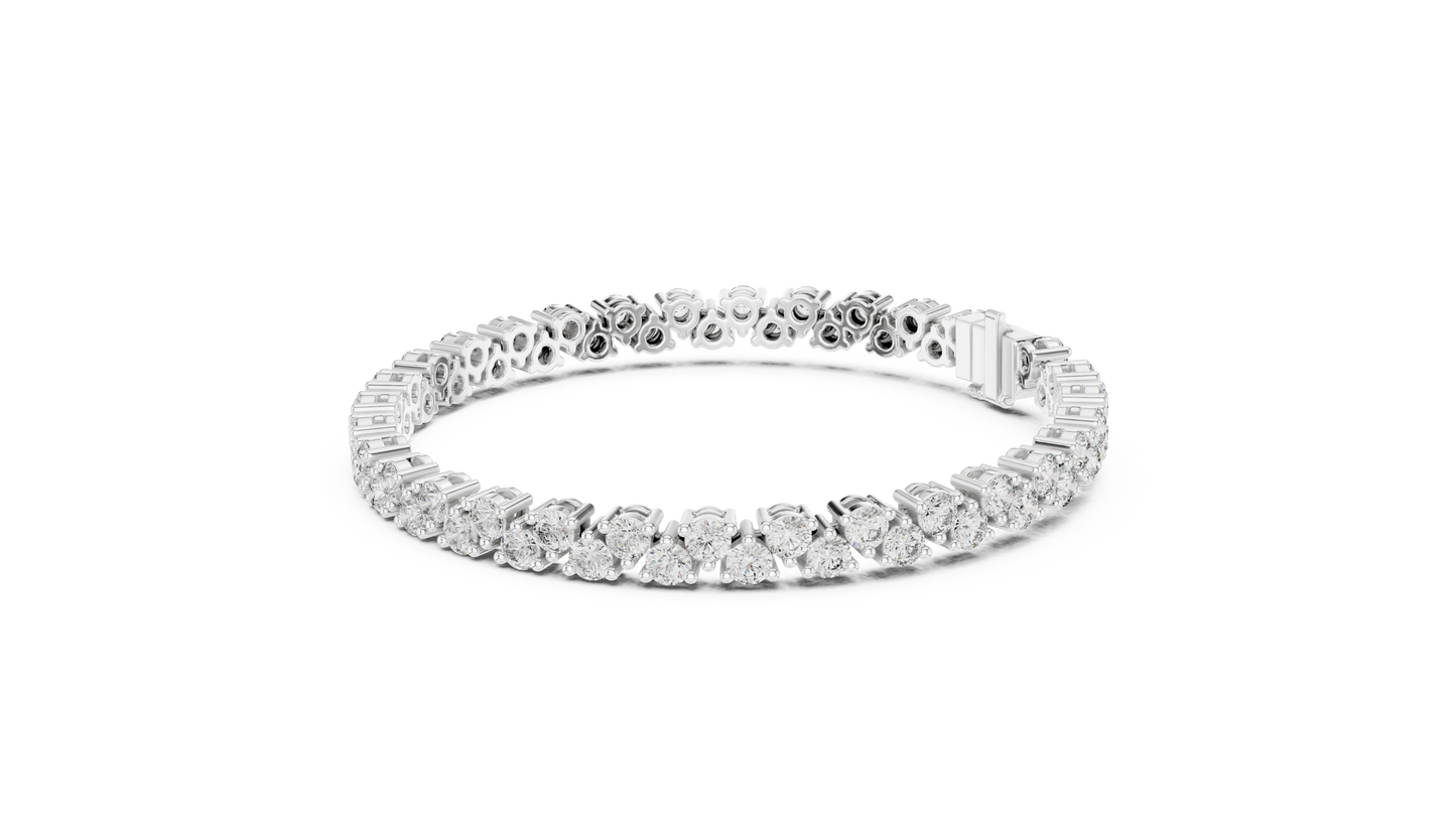 6.2CTW Two-Row Round Diamond Zigzag Tennis Bracelet | Yellow Gold
