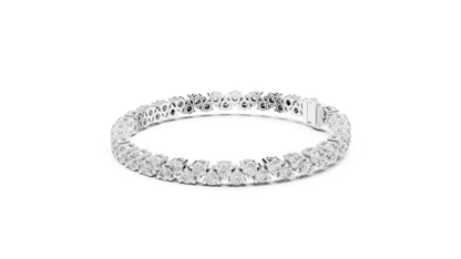 6.2CTW Two-Row Round Diamond Zigzag Tennis Bracelet | Yellow Gold