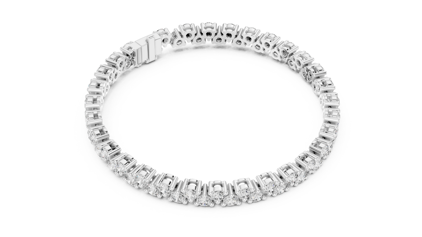6.2CTW Two-Row Round Diamond Zigzag Tennis Bracelet | Yellow Gold