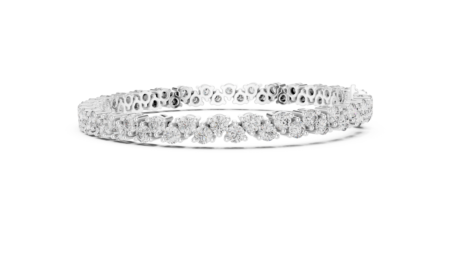 6.2CTW Two-Row Round Diamond Zigzag Tennis Bracelet | Yellow Gold