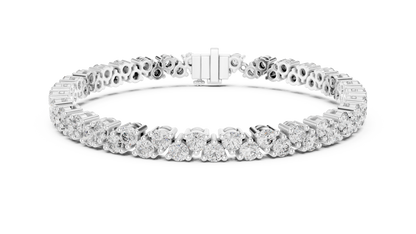 6.2CTW Two-Row Round Diamond Zigzag Tennis Bracelet | Yellow Gold