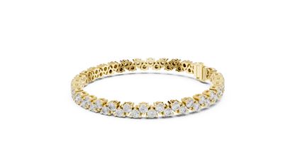 6.2CTW Two-Row Round Diamond Zigzag Tennis Bracelet | Yellow Gold