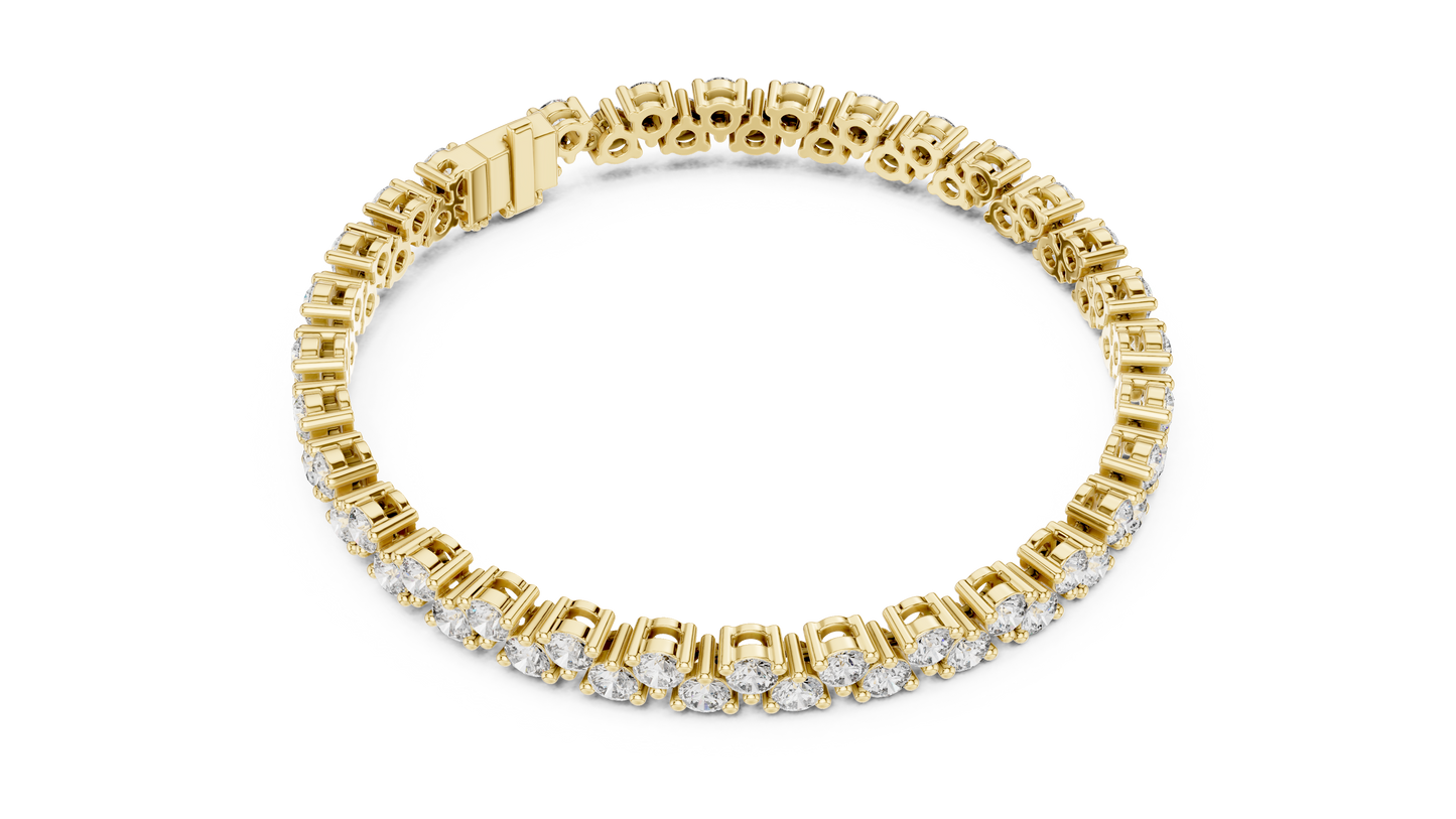 6.2CTW Two-Row Round Diamond Zigzag Tennis Bracelet | Yellow Gold