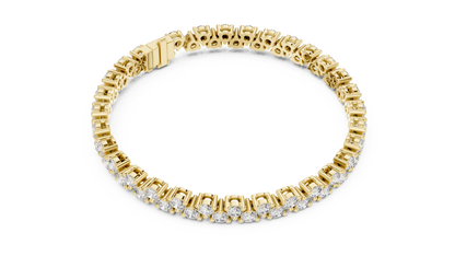 6.2CTW Two-Row Round Diamond Zigzag Tennis Bracelet | Yellow Gold