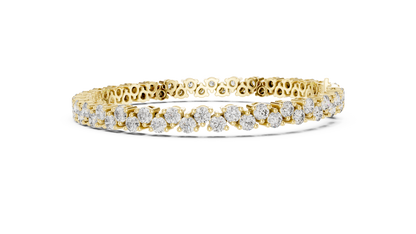 6.2CTW Two-Row Round Diamond Zigzag Tennis Bracelet | Yellow Gold
