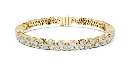 6.2CTW Two-Row Round Diamond Zigzag Tennis Bracelet | Yellow Gold
