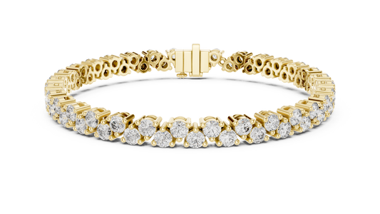 6.2CTW Two-Row Round Diamond Zigzag Tennis Bracelet | Yellow Gold