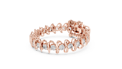 11CTW Round Diamond Wave Link Bracelet in Yellow Gold