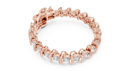 11CTW Round Diamond Wave Link Bracelet in Yellow Gold