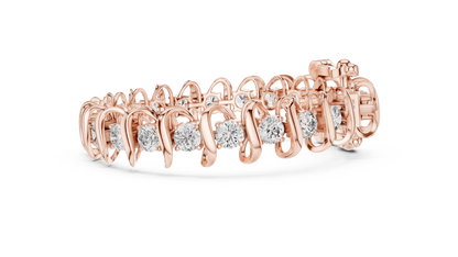 11CTW Round Diamond Wave Link Bracelet in Yellow Gold