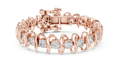 11CTW Round Diamond Wave Link Bracelet in Yellow Gold