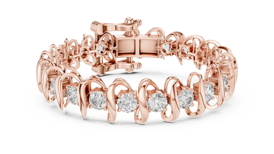 11CTW Round Diamond Wave Link Bracelet in Yellow Gold