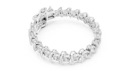 11CTW Round Diamond Wave Link Bracelet in Yellow Gold