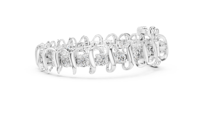 11CTW Round Diamond Wave Link Bracelet in Yellow Gold