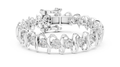 11CTW Round Diamond Wave Link Bracelet in Yellow Gold