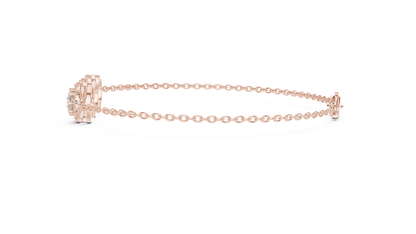 1.29CTW Round Diamond Three-Stone Halo Bracelet | Solid Gold
