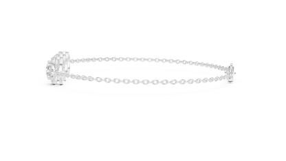 1.29CTW Round Diamond Three-Stone Halo Bracelet | Solid Gold